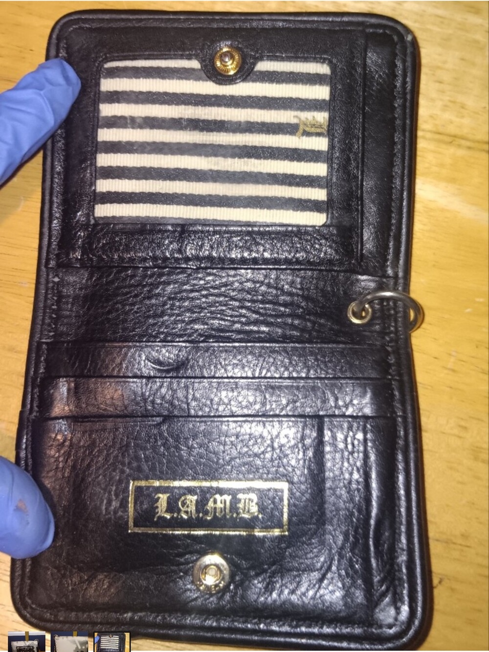 Designer-LAMB White and Black Accent wristlet Bag - Picture 3 of 3